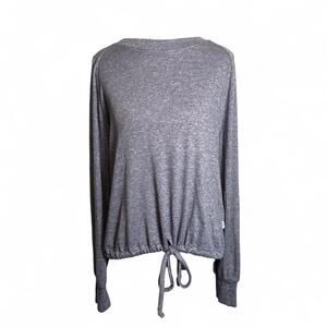 UGG Gable Crew Neck Long Sleeve Cinch Tie Waist Sweater in Blue/Grey sz Large
